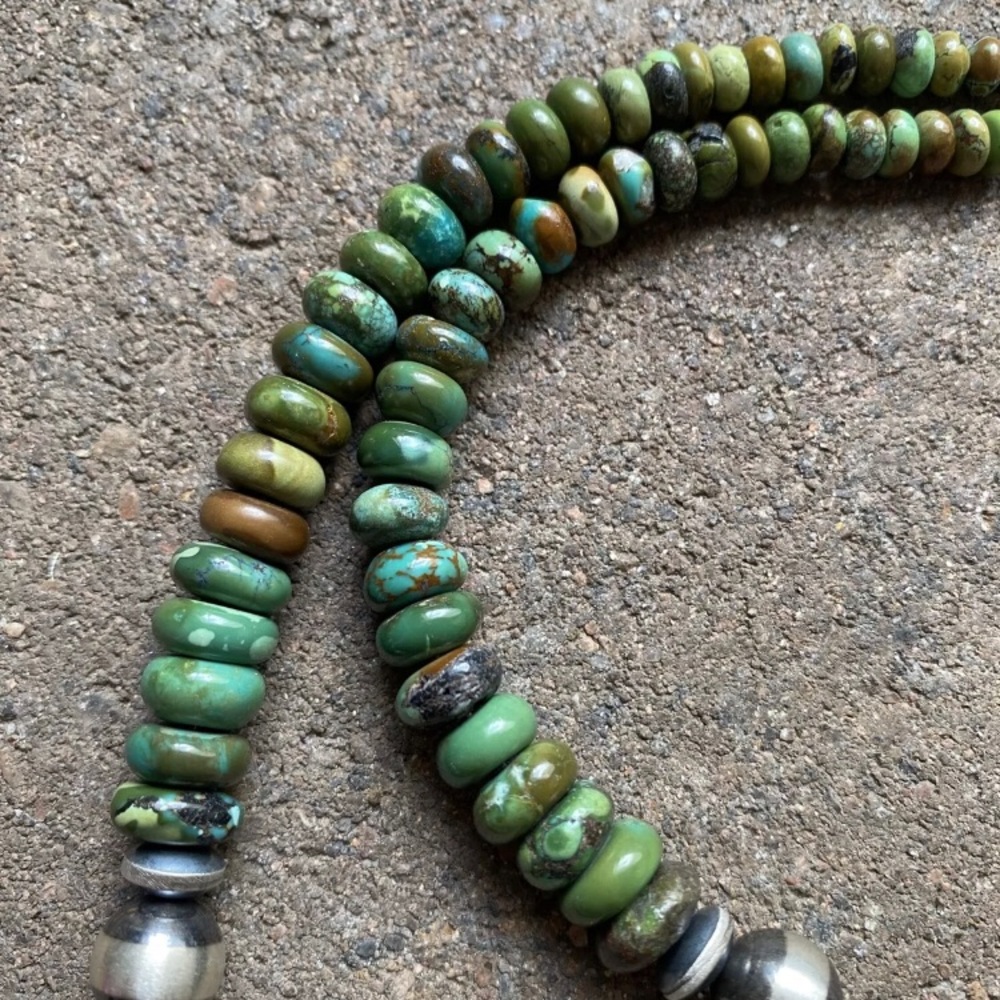 Sterlingsilver Graduatedgreenturquoisebeadnecklace - image 8